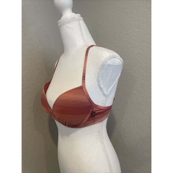 La Vie En Rose Aqua push up bikini top pink Mauve Striped XS Underwire Swim - Picture 3 of 10